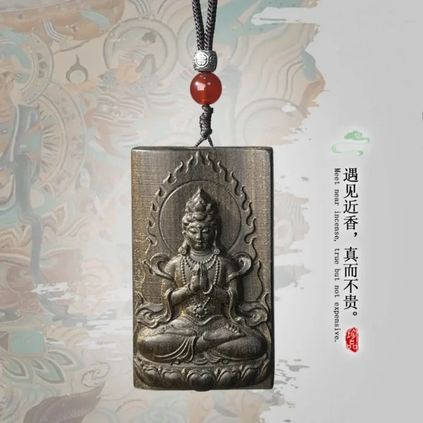 Agarwood Guanyin Carving Buddhist Amulet Pendant