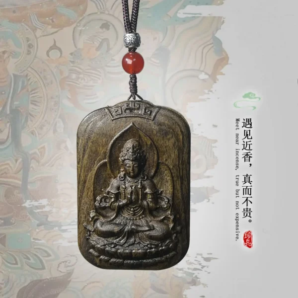 Agarwood Guanyin Carving Buddhist Amulet Pendant