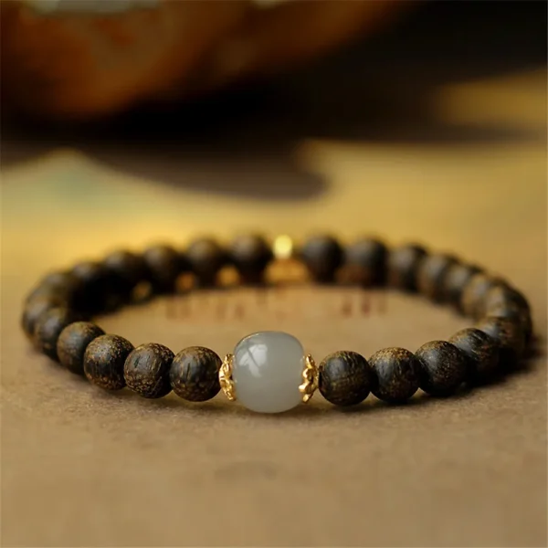 Natural Agarwood Buddha Jade Gold Bracelet