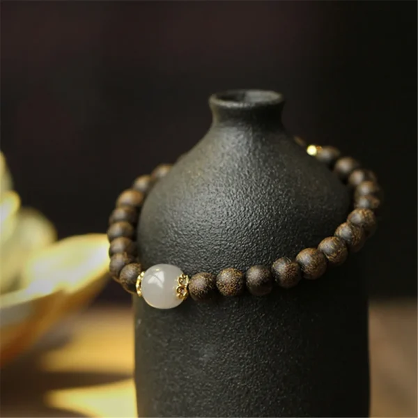 Natural Agarwood Buddha Jade Gold Bracelet