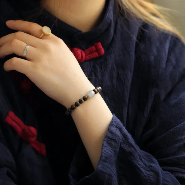 Natural Agarwood Buddha Jade Gold Bracelet